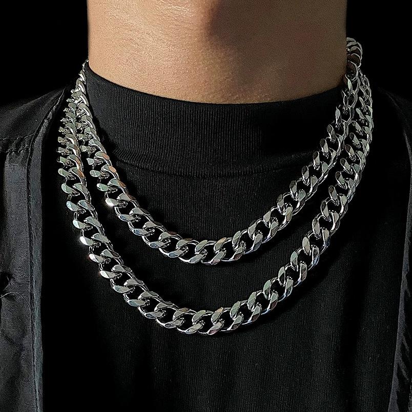 Titanium Steel Necklace Non-Fading Cuban Chain Waterproof Sweat-Proof Non-Fading Accessories Niche Personalized Design High-Grade Jewelry