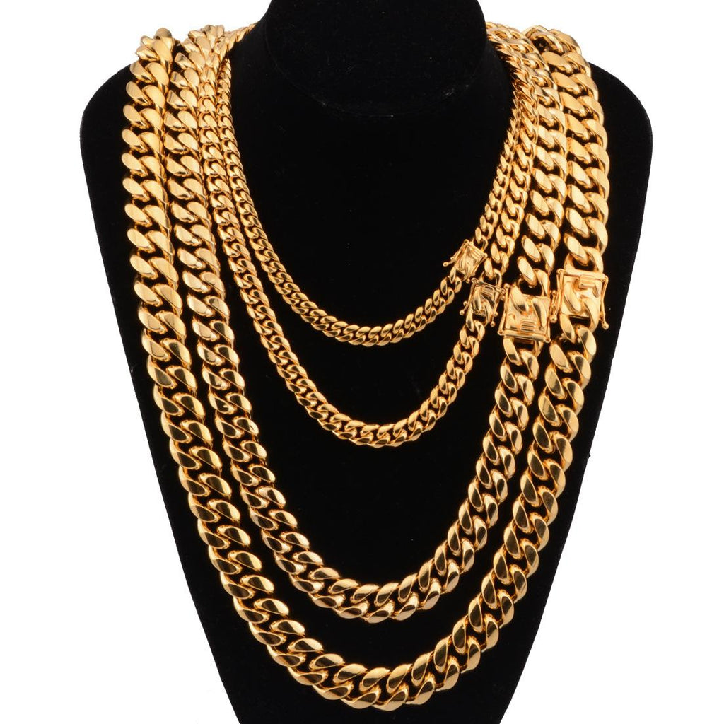 Amazon Wish AliExpress EBay Men's Hip Hop Necklace Cuban Chain Faucet Buckle Necklace Stainless Steel Jmlt