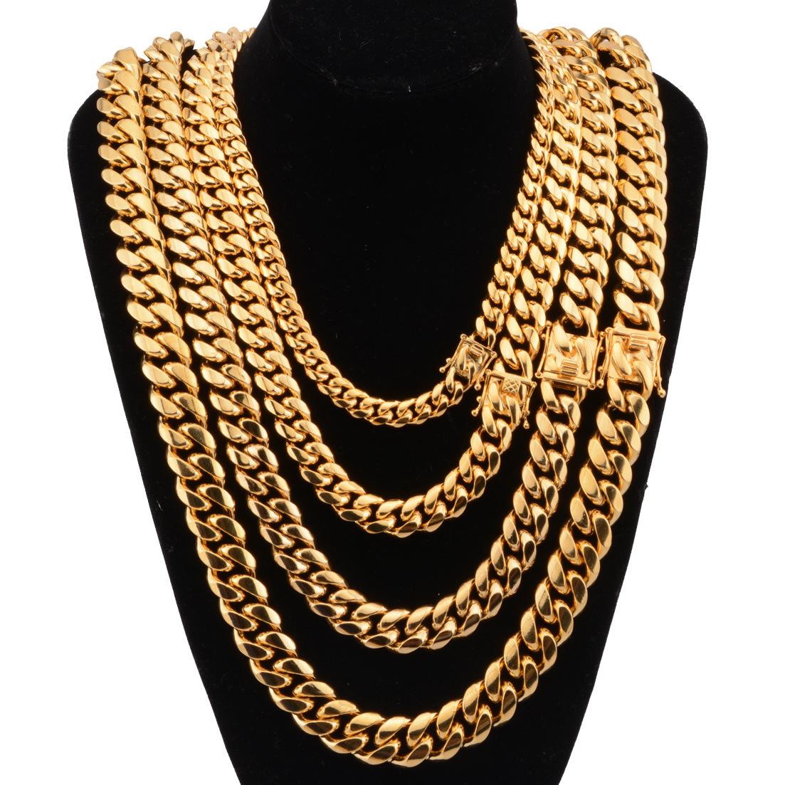 Amazon Wish AliExpress EBay Men's Hip Hop Necklace Cuban Chain Faucet Buckle Necklace Stainless Steel Jmlt
