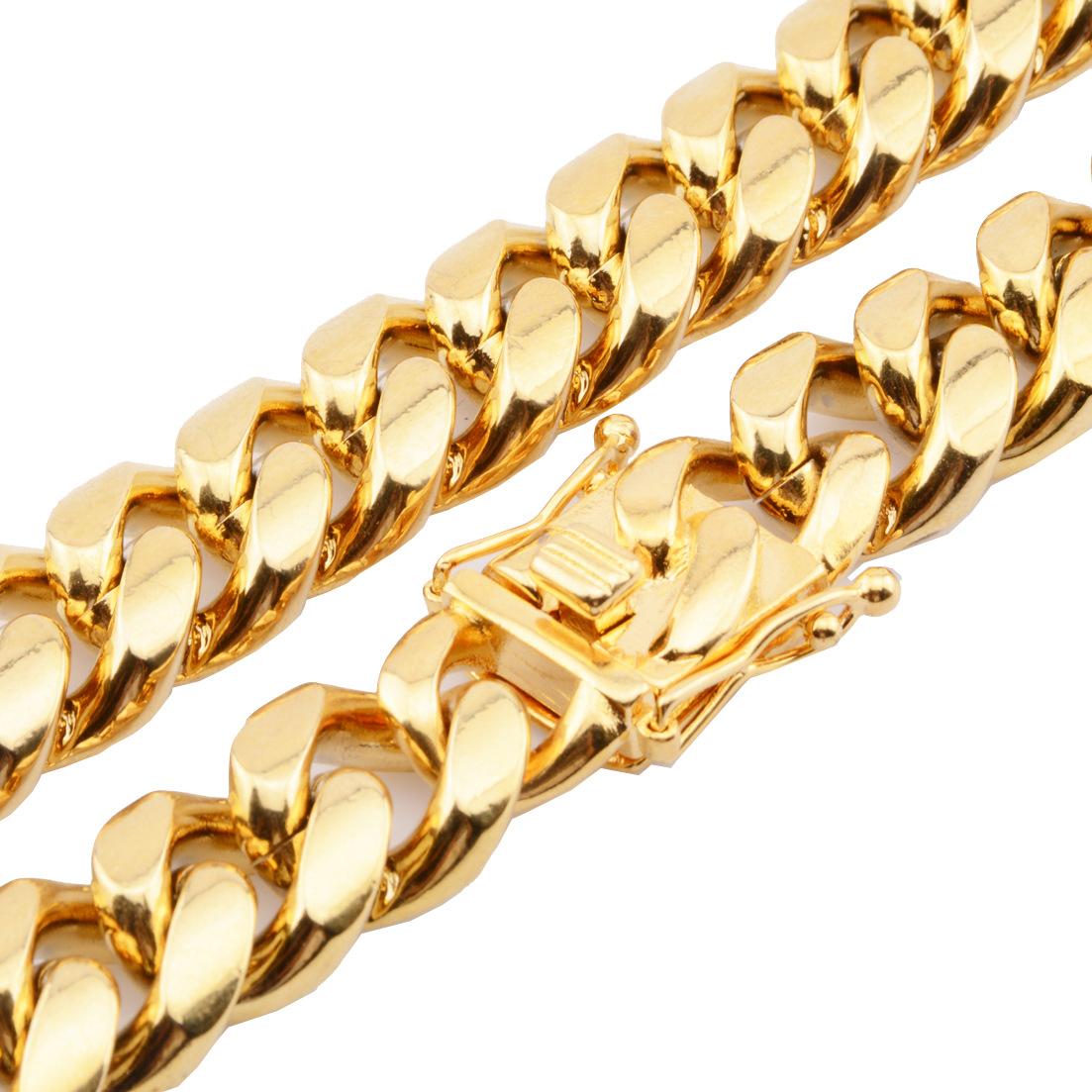 Amazon Wish AliExpress EBay Men's Hip Hop Necklace Cuban Chain Faucet Buckle Necklace Stainless Steel Jmlt