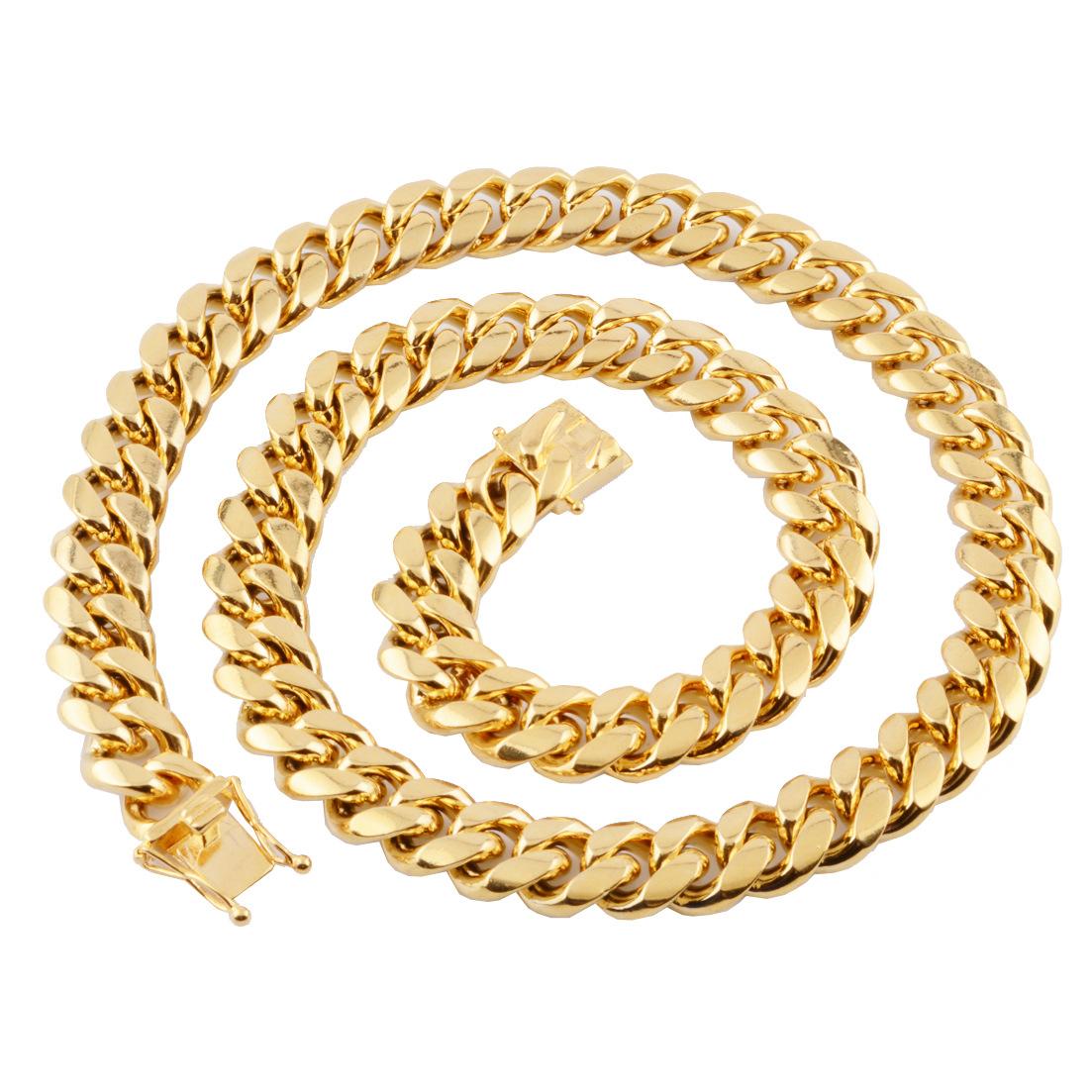 Amazon Wish AliExpress EBay Men's Hip Hop Necklace Cuban Chain Faucet Buckle Necklace Stainless Steel Jmlt