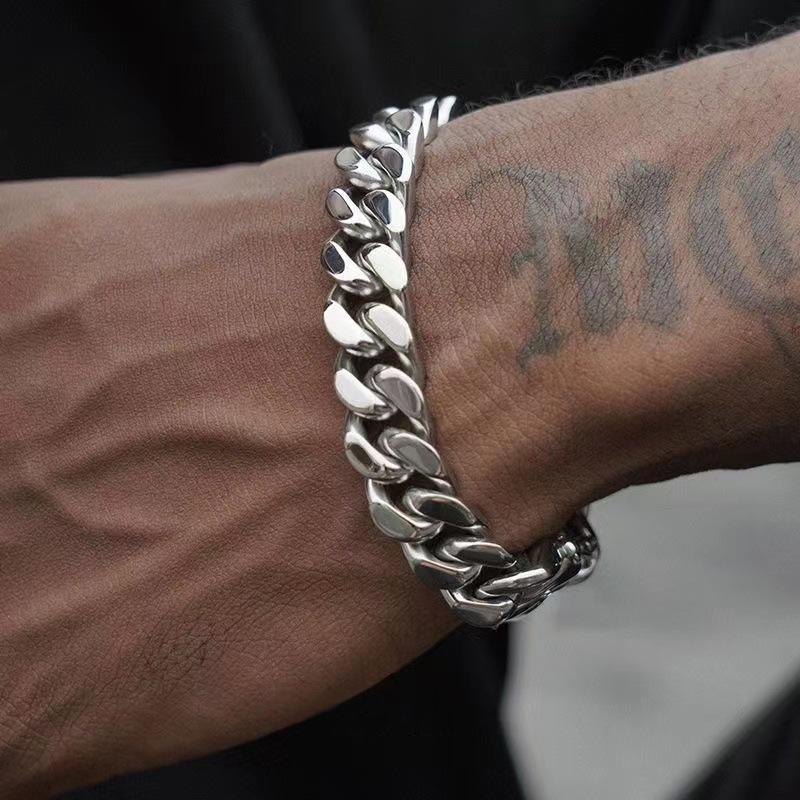 Cuban Chain Bracelet Men's Hip Hop High Street Accessories American Hiphop Cold Trendy Cool Titanium Steel Couple Bracelet