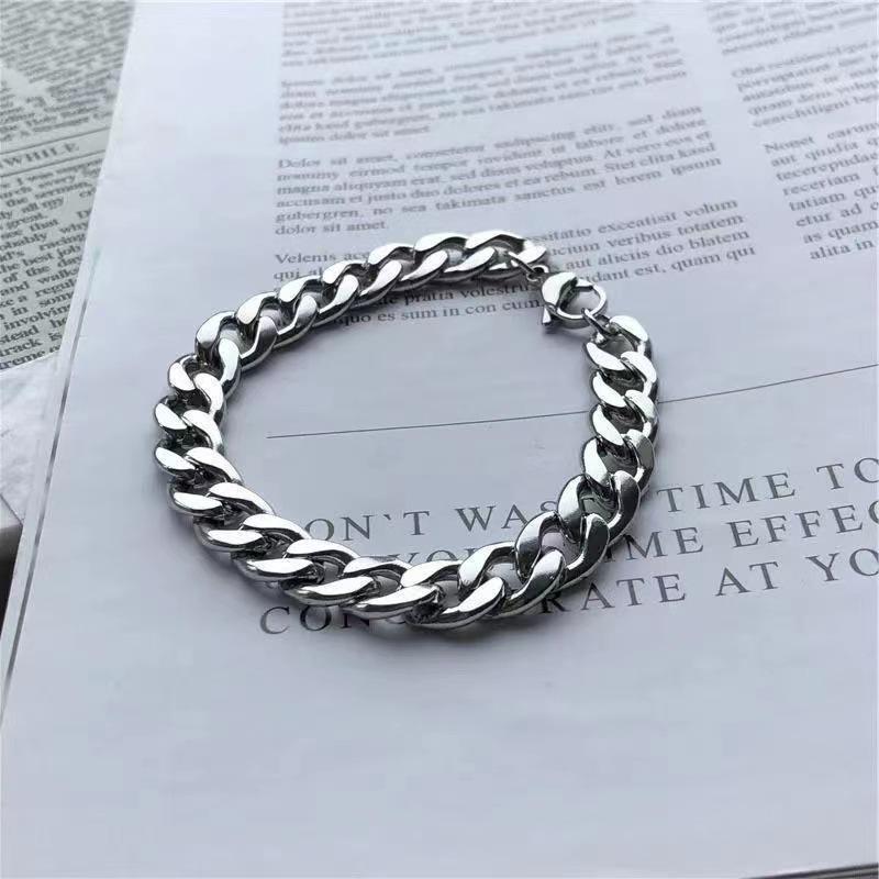 Cuban Chain Bracelet Men's Hip Hop High Street Accessories American Hiphop Cold Trendy Cool Titanium Steel Couple Bracelet