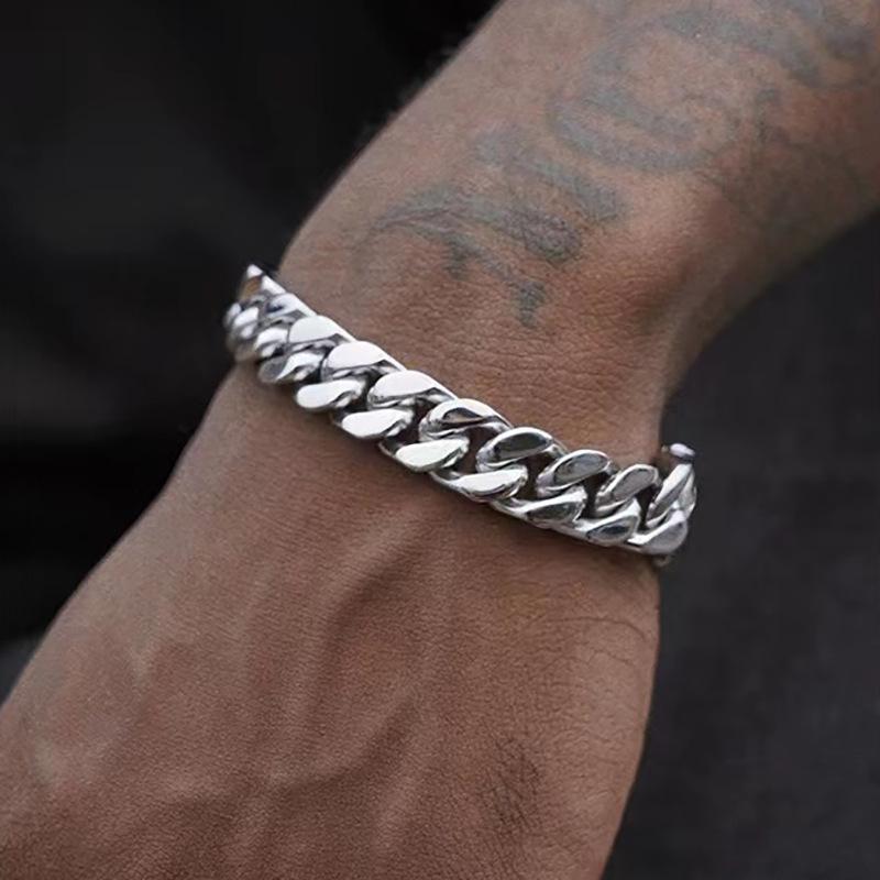 Cuban Chain Bracelet Men's Hip Hop High Street Accessories American Hiphop Cold Trendy Cool Titanium Steel Couple Bracelet