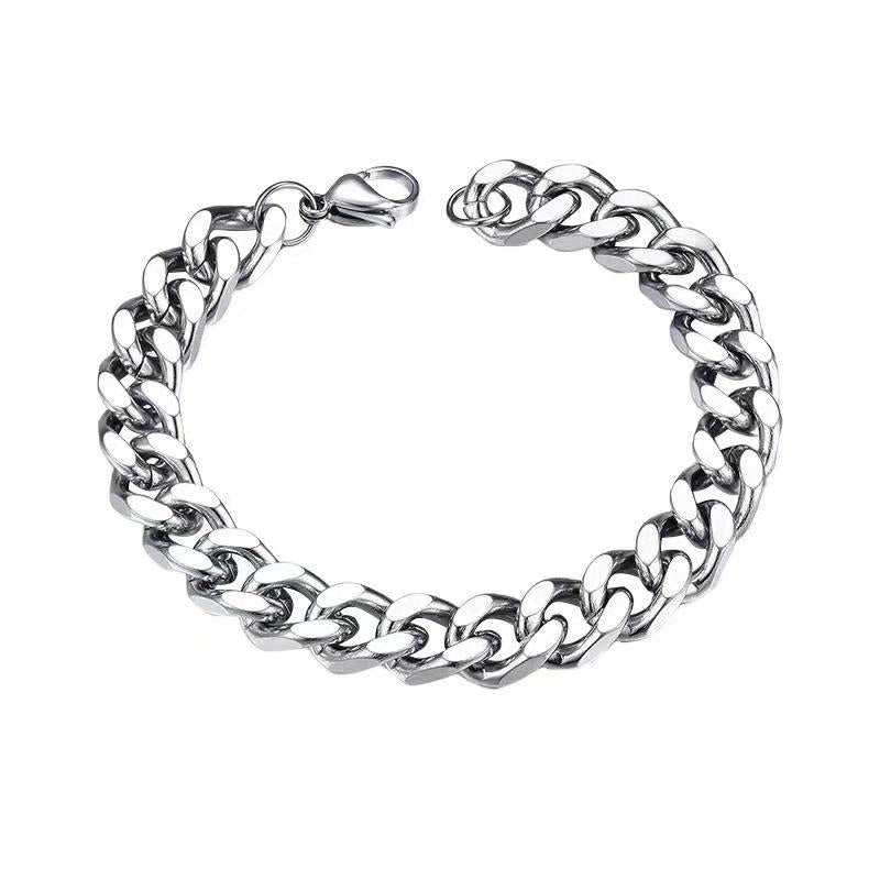 Cuban Chain Bracelet Men's Hip Hop High Street Accessories American Hiphop Cold Trendy Cool Titanium Steel Couple Bracelet