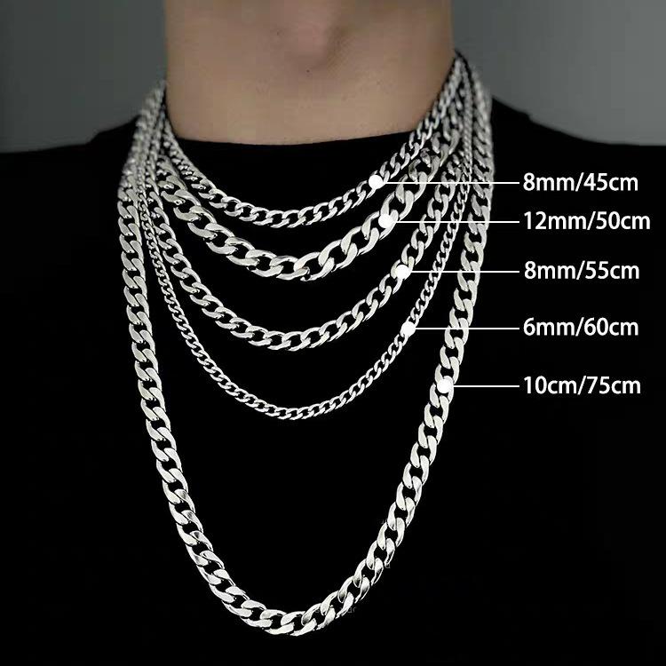 Titanium Steel Cuban Chain Hip Hop Stainless Steel NK Thick Chain Necklace Trendy Male and Female Hiphop Accessories Plain Chain without Pendant