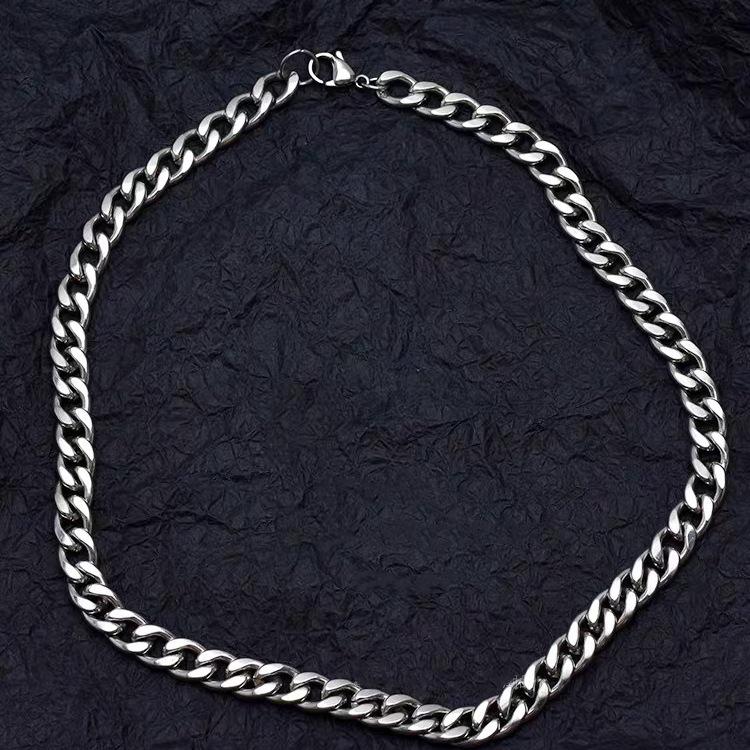 Titanium Steel Cuban Chain Hip Hop Stainless Steel NK Thick Chain Necklace Trendy Male and Female Hiphop Accessories Plain Chain without Pendant