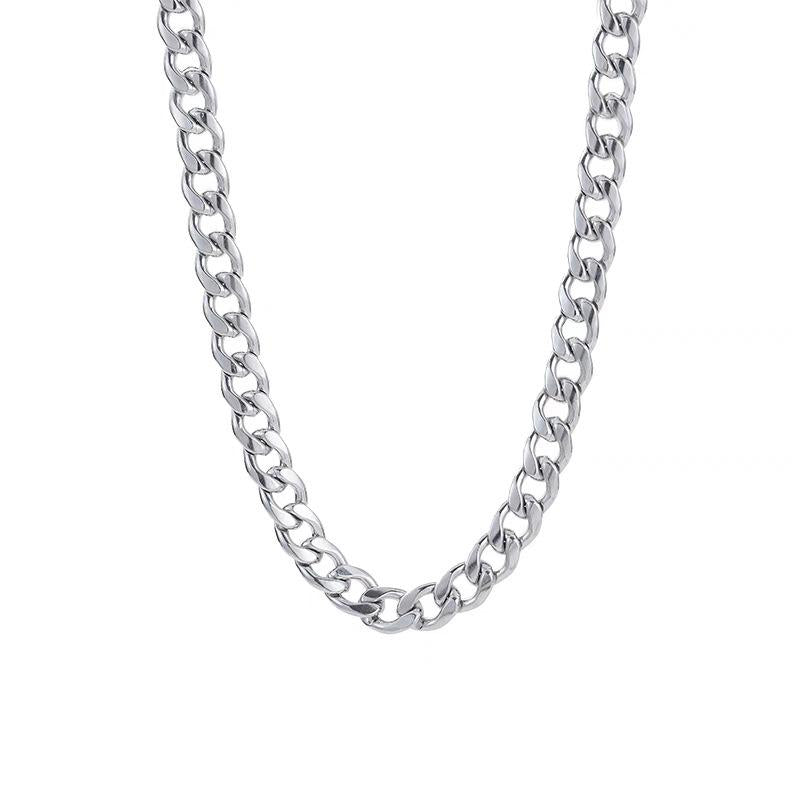 Titanium Steel Cuban Chain Hip Hop Stainless Steel NK Thick Chain Necklace Trendy Male and Female Hiphop Accessories Plain Chain without Pendant