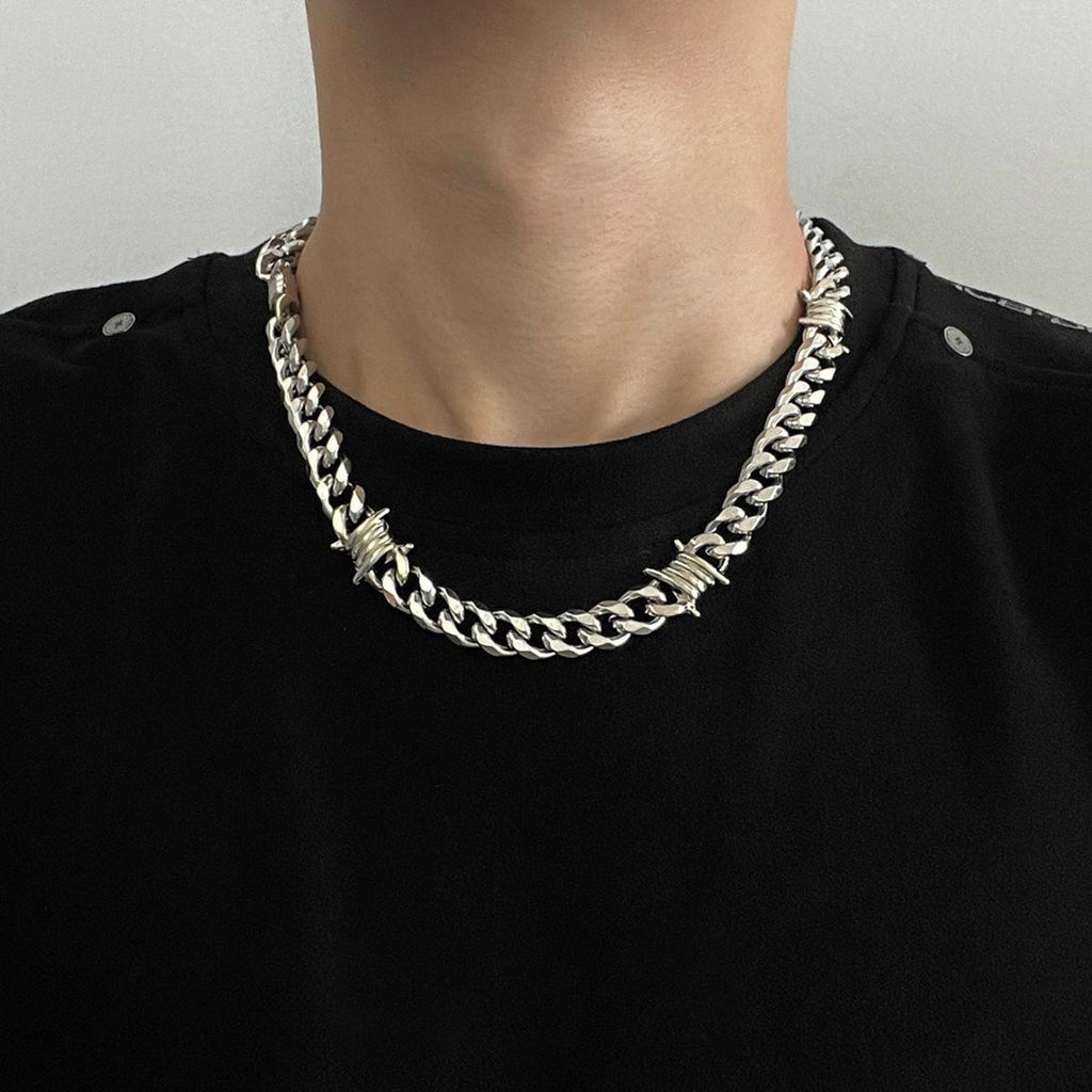 American Thorn Necklace Men's Fashionable Cuban Chain Hiphop Hip Hop Necklace Niche Design High-Grade Clavicle Chain Men