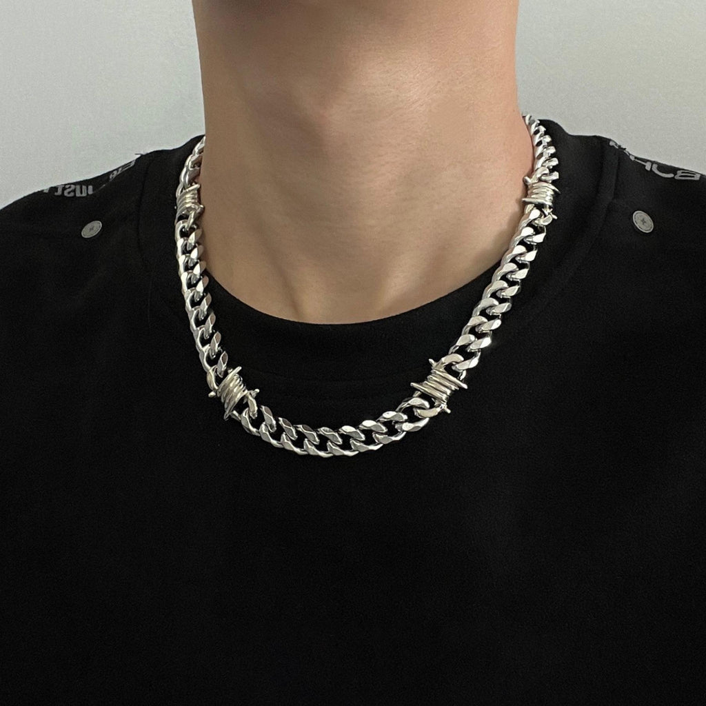 American Thorn Necklace Men's Fashionable Cuban Chain Hiphop Hip Hop Necklace Niche Design High-Grade Clavicle Chain Men