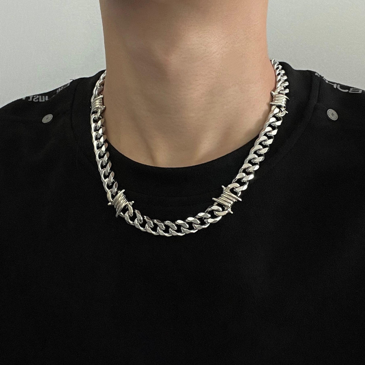 American Thorn Necklace Men's Fashionable Cuban Chain Hiphop Hip Hop Necklace Niche Design High-Grade Clavicle Chain Men