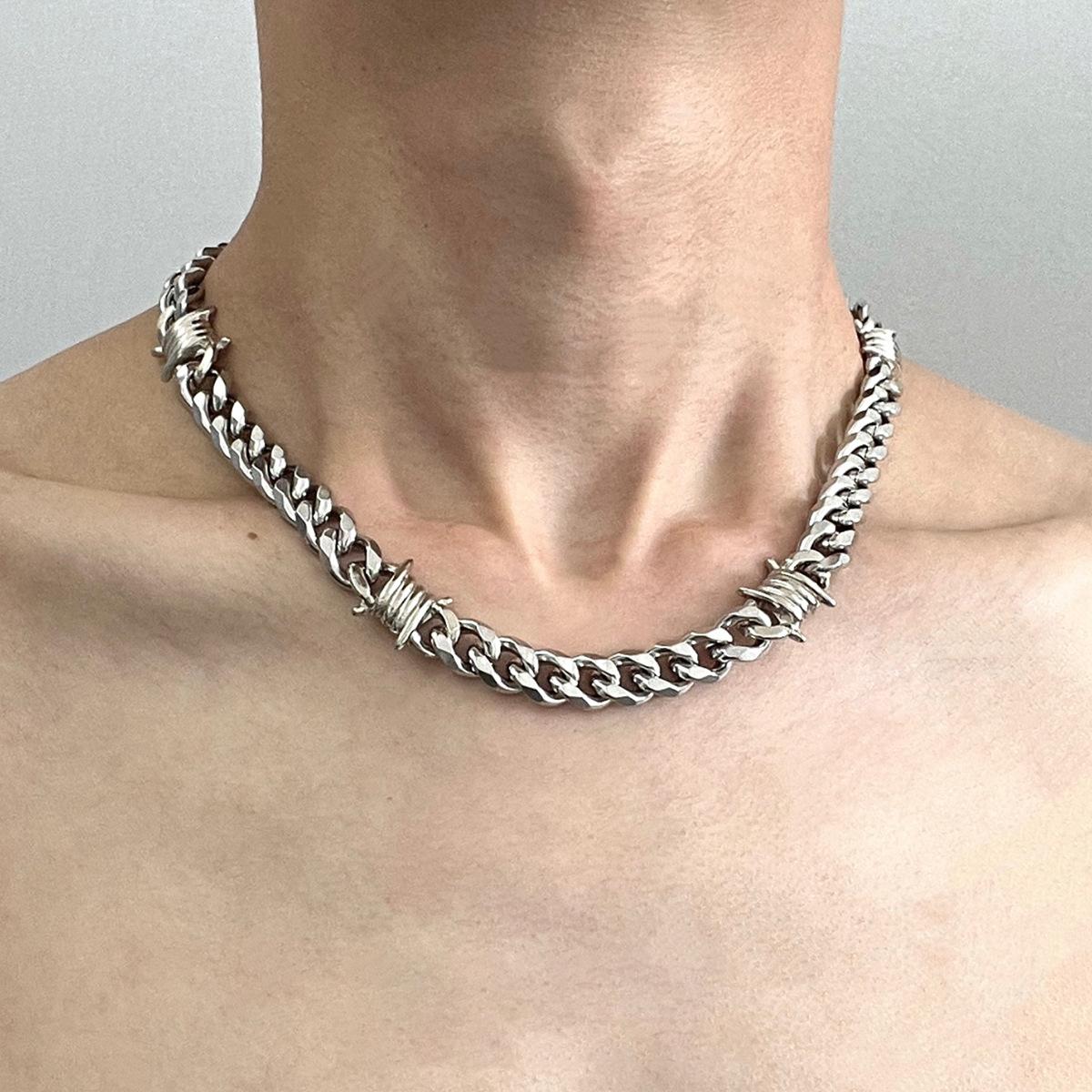 American Thorn Necklace Men's Fashionable Cuban Chain Hiphop Hip Hop Necklace Niche Design High-Grade Clavicle Chain Men