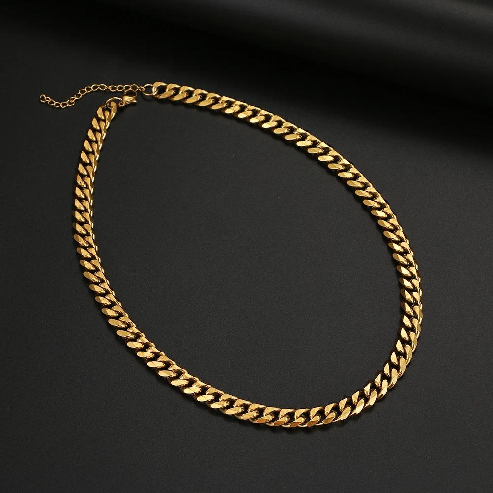 Hip Hop All-Match Cuban Chain European and American Fashion Titanium Steel Necklace Men's Sweater Chain Pendant Personality Trendy