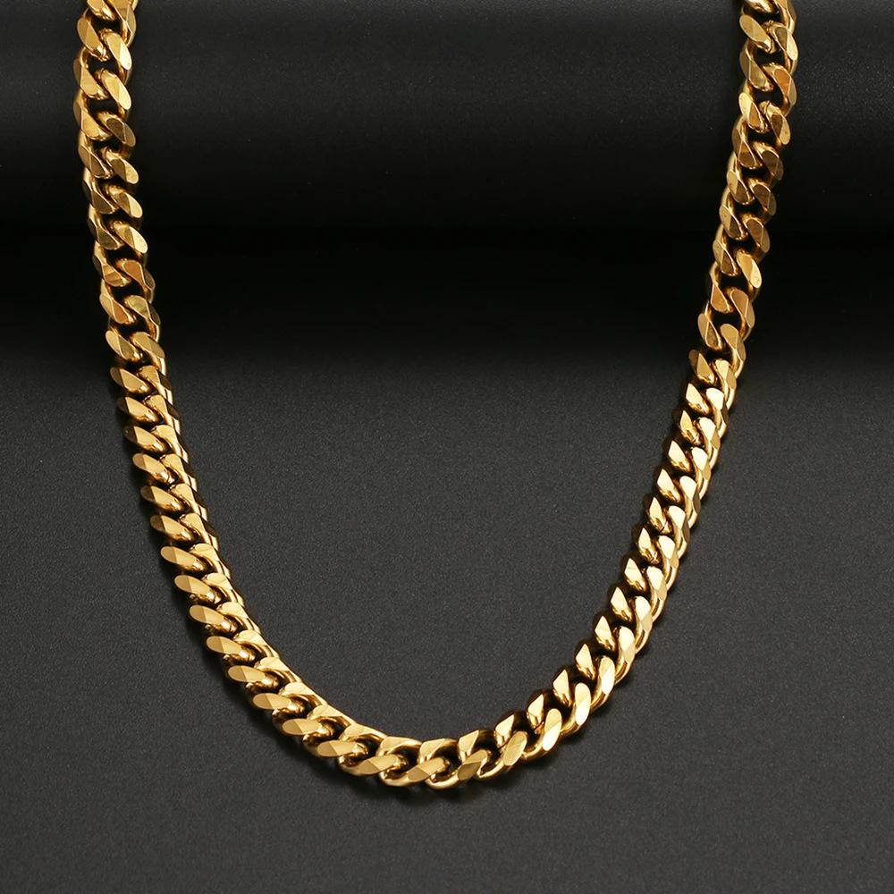 Hip Hop All-Match Cuban Chain European and American Fashion Titanium Steel Necklace Men's Sweater Chain Pendant Personality Trendy