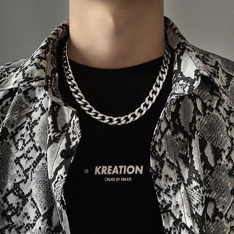 Thick Chain Cuban Chain Necklace Female Men's Fashion Ins European and American Street Hip Hop Sweater Chain Accessories