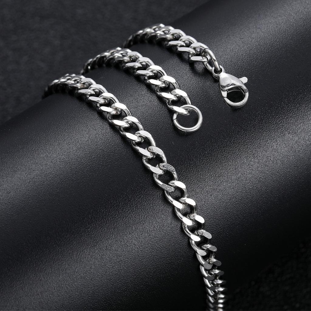 Factory Direct Sales 3/5mm Plain Chain Stainless Steel Cuban Chain Titanium Steel Fashion Hip Hop Necklace Men's Cross-Border Spot Wholesale