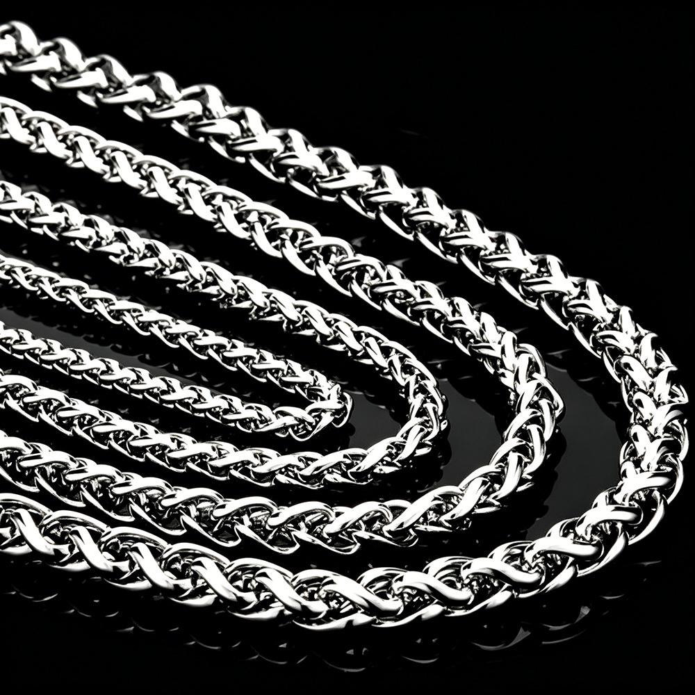 Stainless Steel Cuban Chain 3/4/5/6/7/8mm Men's Necklace Hip Hop Flower Basket Glossy Titanium Steel Bracelet Bare Chain