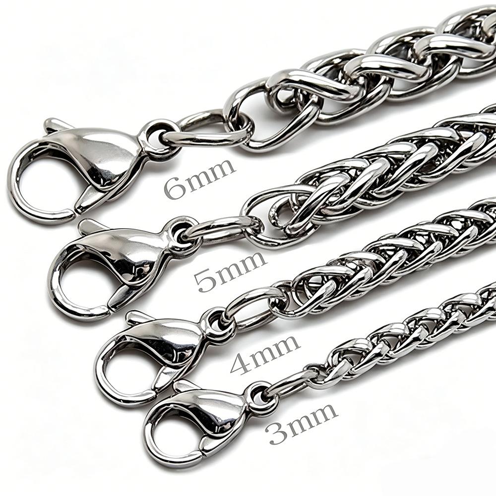 Stainless Steel Cuban Chain 3/4/5/6/7/8mm Men's Necklace Hip Hop Flower Basket Glossy Titanium Steel Bracelet Bare Chain