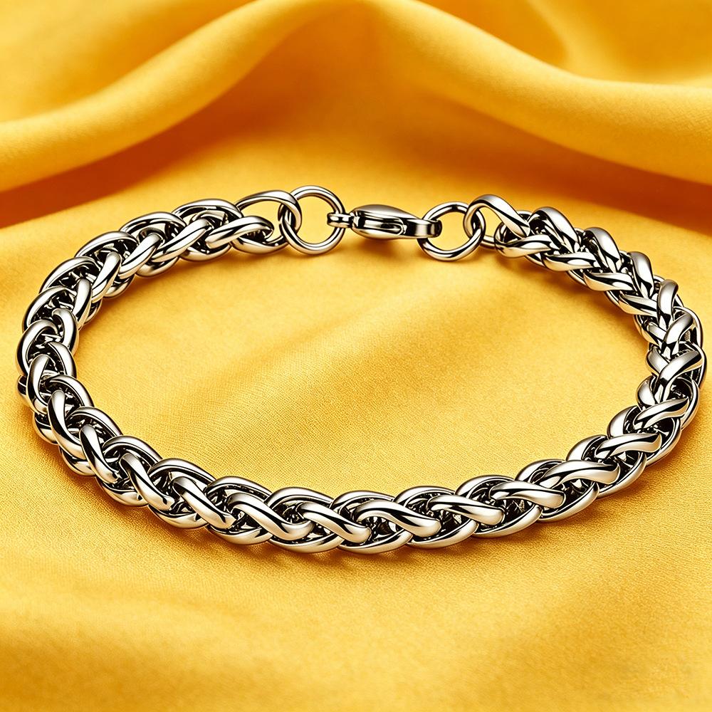 Stainless Steel Cuban Chain 3/4/5/6/7/8mm Men's Necklace Hip Hop Flower Basket Glossy Titanium Steel Bracelet Bare Chain