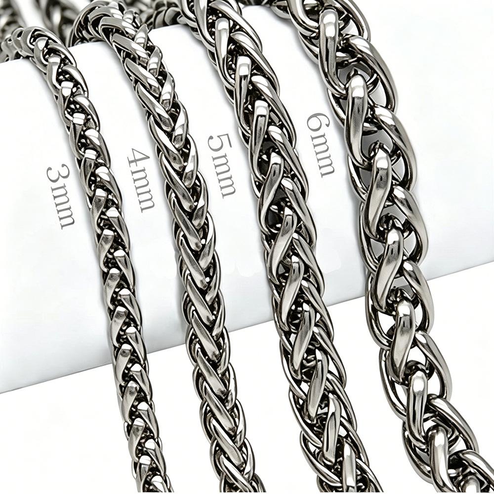 Stainless Steel Cuban Chain 3/4/5/6/7/8mm Men's Necklace Hip Hop Flower Basket Glossy Titanium Steel Bracelet Bare Chain
