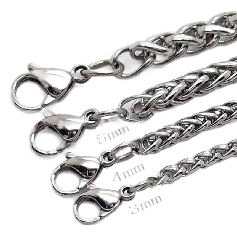 Stainless Steel Cuban Chain 3/4/5/6/7/8mm Men's Necklace Hip Hop Flower Basket Glossy Titanium Steel Bracelet Bare Chain