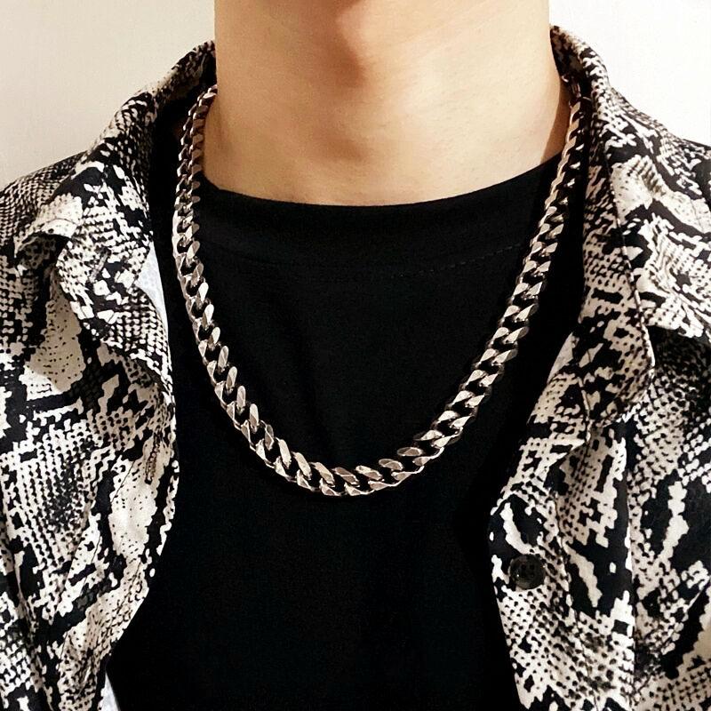 INS Cuban Necklace for Men and Women Trendy Street Simple All-Match Titanium Steel Clavicle Chain Thick Cross-Border Exclusive for Spring and Summer Fashion