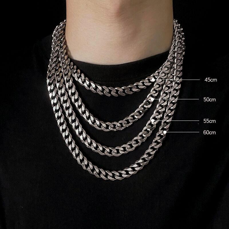 INS Cuban Necklace for Men and Women Trendy Street Simple All-Match Titanium Steel Clavicle Chain Thick Cross-Border Exclusive for Spring and Summer Fashion