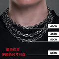 Cuban Chain Men's Bevel Necklace Thick Tide Short Clavicle Chain Women's Necklace Plain Chain Titanium Steel Jewelry Wholesale Light Luxury High Sense