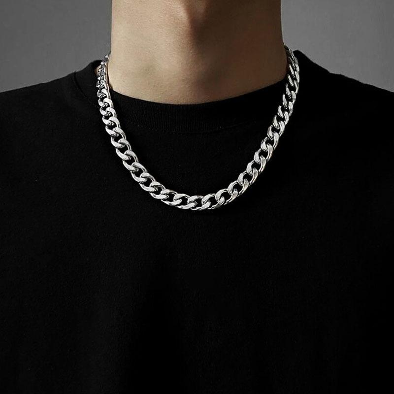 INS Cuban Necklace for Men and Women Trendy Street Simple All-Match Titanium Steel Clavicle Chain Thick Cross-Border Exclusive for Spring and Summer Fashion