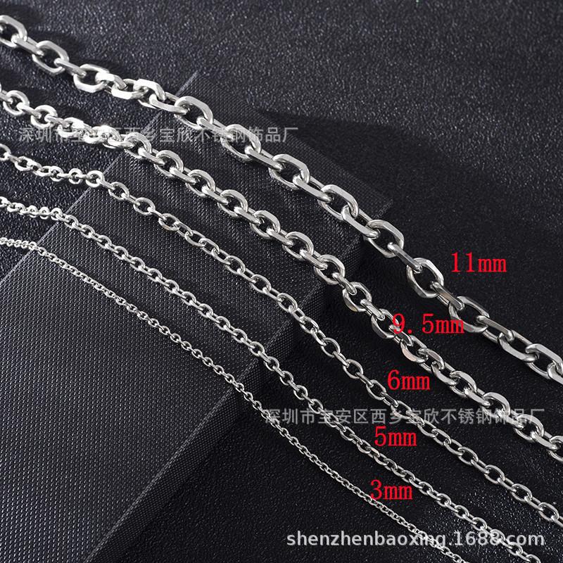 Cuban Chain Men's Bevel Necklace Thick Tide Short Clavicle Chain Women's Necklace Plain Chain Titanium Steel Jewelry Wholesale Light Luxury High Sense