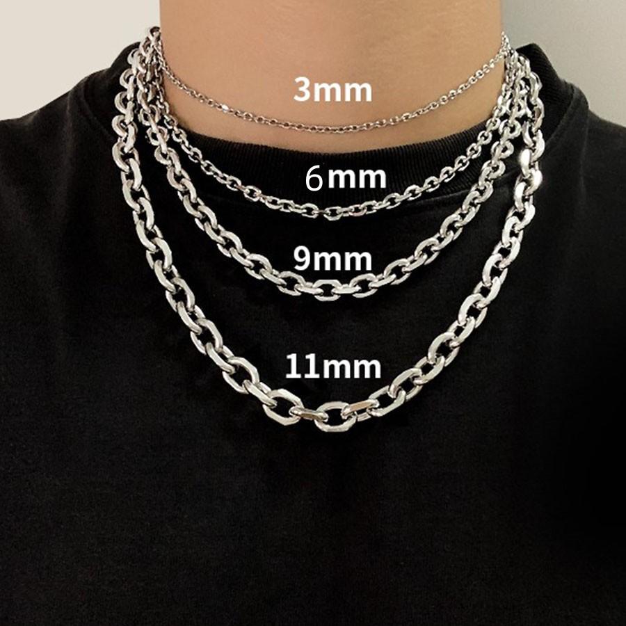 Cuban Chain Men's Bevel Necklace Thick Tide Short Clavicle Chain Women's Necklace Plain Chain Titanium Steel Jewelry Wholesale Light Luxury High Sense