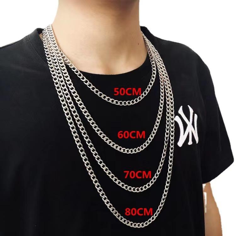 Stainless Steel Titanium Steel NK Chain Titanium Steel Cuban Chain All-Match Hip Hop Jewelry European and American Hip Hop DIY Cuban Necklace