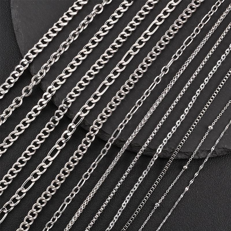 Spot Supply Multiple Sizes Titanium Steel Necklace Cuban Chain Bone Chain Clavicle Chain Stainless Steel Hip Hop Chain Jewelry Wholesale