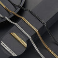Stainless Steel Double Two Grinding Cuban Chain B European and American Style Hip Hop Titanium Steel Necklace Wholesale Non-Fading Sweater Chain