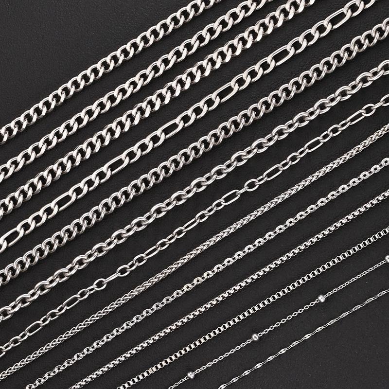 Spot Supply Multiple Sizes Titanium Steel Necklace Cuban Chain Bone Chain Clavicle Chain Stainless Steel Hip Hop Chain Jewelry Wholesale