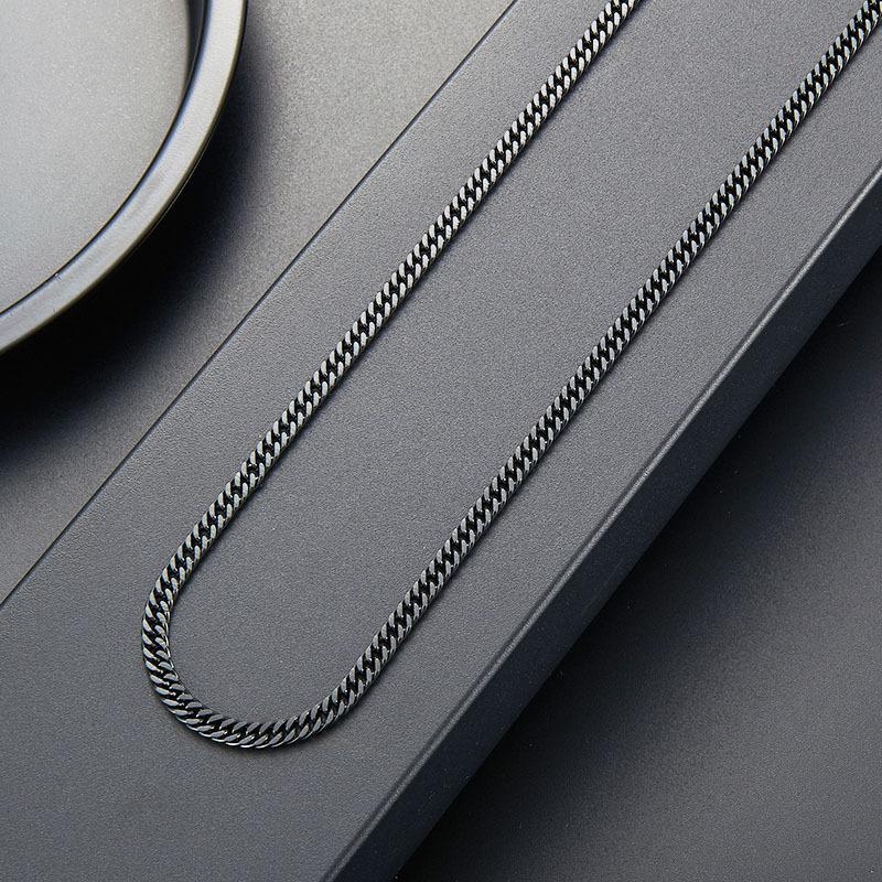 Stainless Steel Double Two Grinding Cuban Chain B European and American Style Hip Hop Titanium Steel Necklace Wholesale Non-Fading Sweater Chain