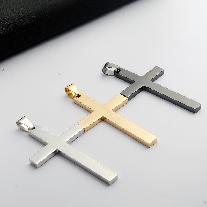 Cross-Border Hot Stainless Steel Twist Chain Cuban Chain Double Cross Pendant Necklace Fashion All-Match Sweater Chain