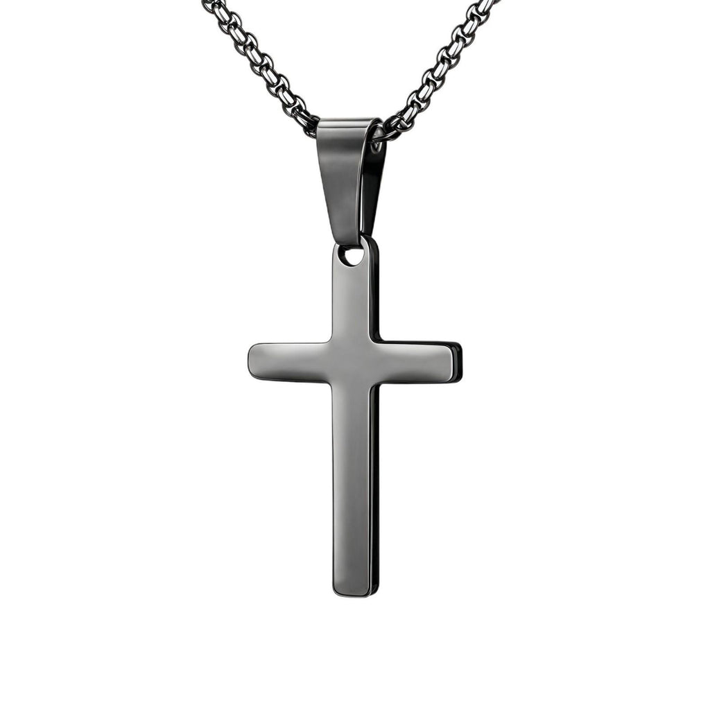 Cross-Border Hot Stainless Steel Twist Chain Cuban Chain Double Cross Pendant Necklace Fashion All-Match Sweater Chain