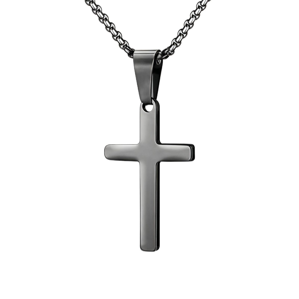 Cross-Border Hot Stainless Steel Twist Chain Cuban Chain Double Cross Pendant Necklace Fashion All-Match Sweater Chain
