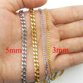 Stainless Steel 3mm4 Surface Grinding Cuban Necklace Lobster Buckle 5mm Wide Chain Men's Electroplated 18K Gold Surface Cuban Chain