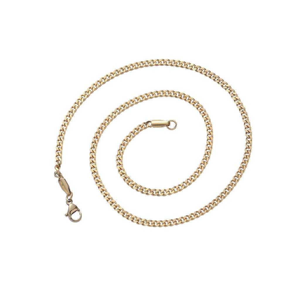 Stainless Steel 3mm4 Surface Grinding Cuban Necklace Lobster Buckle 5mm Wide Chain Men's Electroplated 18K Gold Surface Cuban Chain