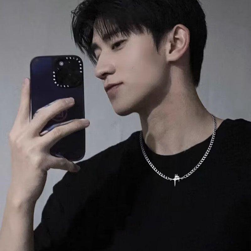 Simple Necklace Xingmang All-Match Cuban Pendant Design Niche High Sense Hip Hop Ruan Handsome Titanium Steel Men's Accessories