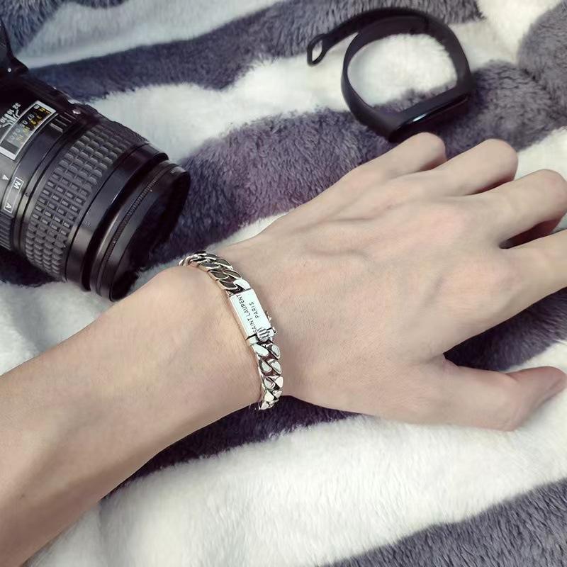Xiangqi Vintage Punk Cuban Chain Woven Light Horse Whip Chain Bracelet Personalized Design Trendy Hip Hop Factory Direct Sales