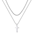 Cross-Border Hot Stainless Steel Twist Chain Snake Bone Chain Cuban Chain Double Cross Pendant Jewelry Titanium Steel Necklace for Men
