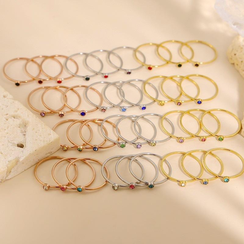 Korean Style Light Luxury Personality Ing Style Fashion Diamond Ring Female Fashion Couple Fine Plain Ring Diamond Ring Cross-Border Jewelry