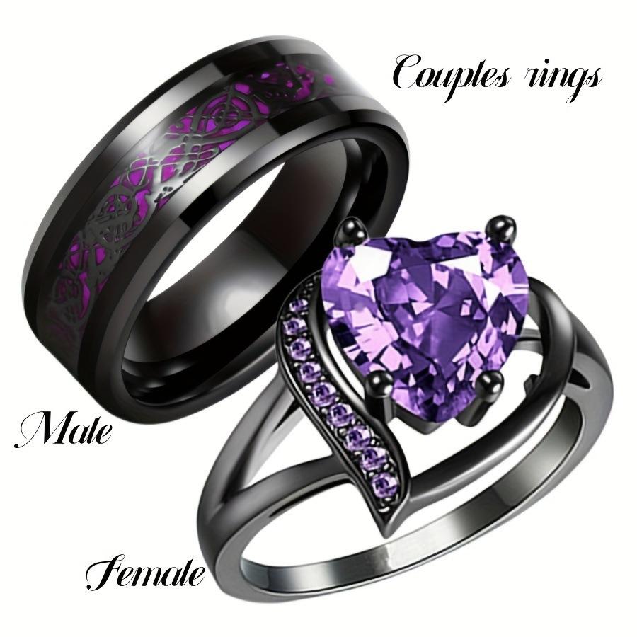 Cross-Border Supply Hot Sale Red Blue Gem Fashion Women's Ring European and American Stainless Steel Dragon Pattern Men's Couple Ring