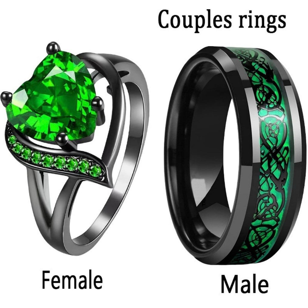 Cross-Border Supply Hot Sale Red Blue Gem Fashion Women's Ring European and American Stainless Steel Dragon Pattern Men's Couple Ring