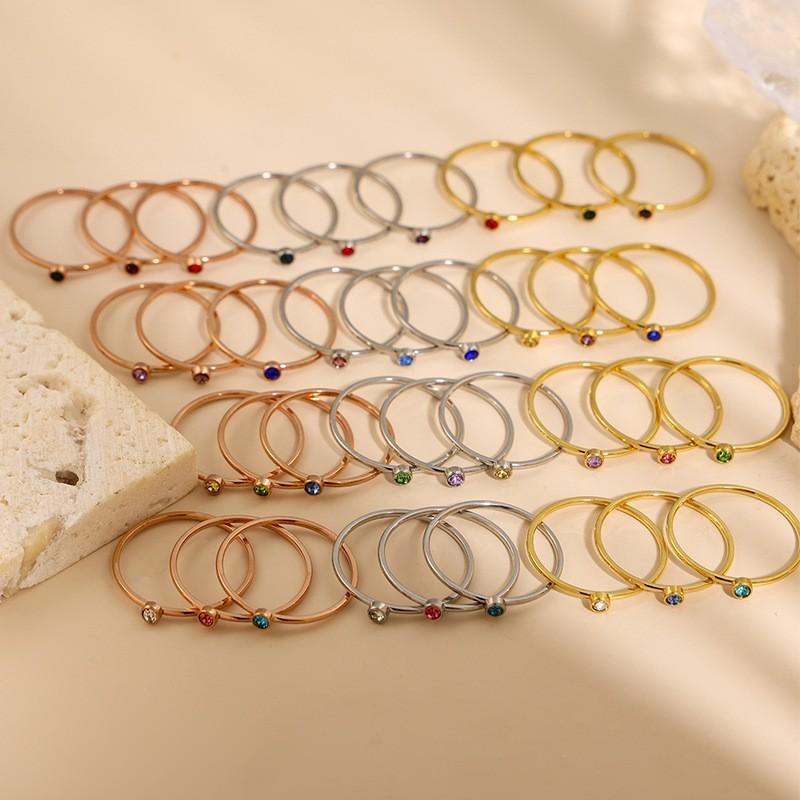 Personalized Ing Style Fashion Diamond Ring Female Korean Style Light Luxury Non-Fading Diamond-Embedded Couple Ring Fine Plain Ring Ring