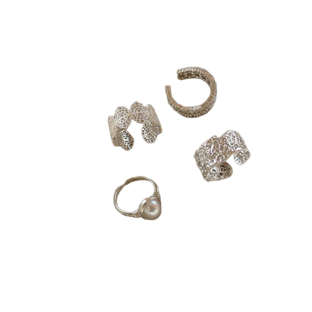 Mo Ran Japanese and Korean Design Skirt Lace Zircon Ring Female Light Luxury Index Finger Ring 2023 Internet Celebrity Ring