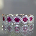 Amazon Wish Hot Sale New European and American Luxury Emerald Zircon Ring Full Diamond Micro Inlaid Ruby Strip Ring